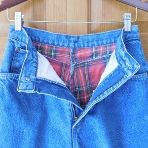 Lands End women's flannel lined blue jeans size 10, 34" inseam